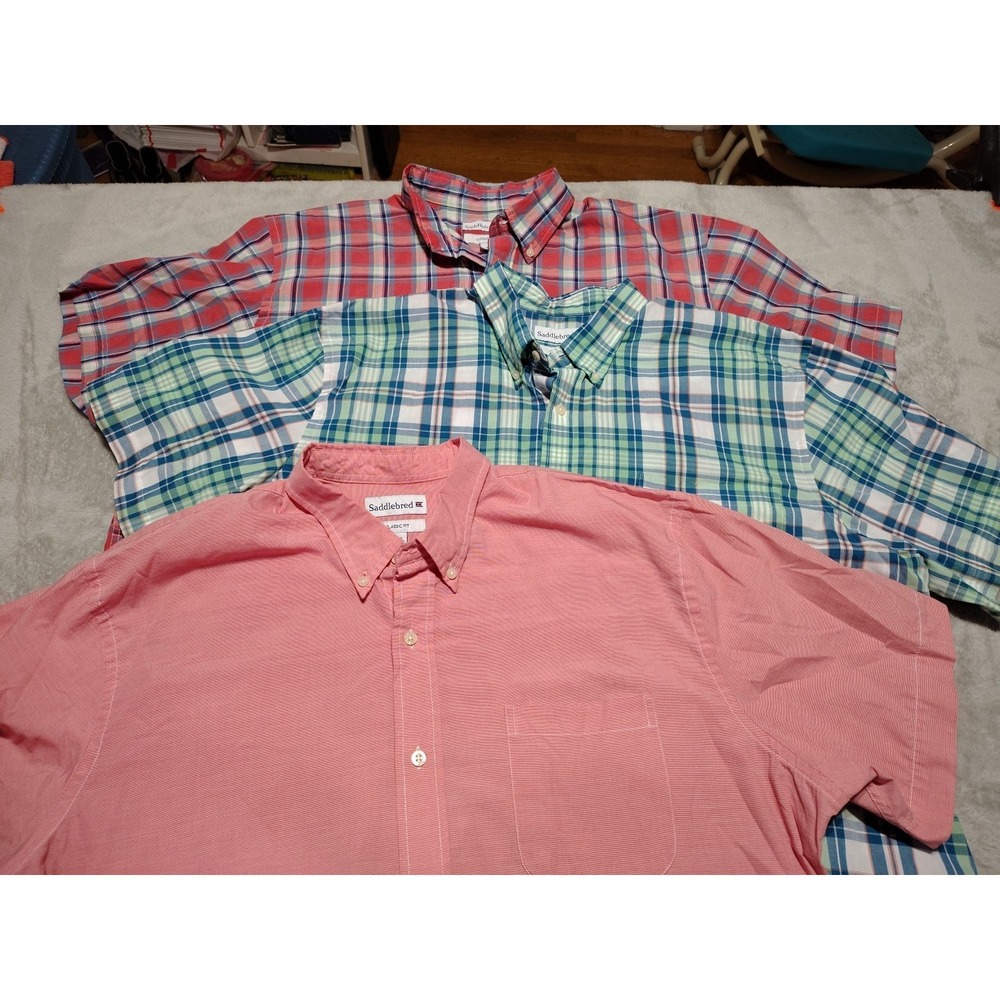 Lot Of 3 Saddlebred Shirts Men XXL Red/Green Plaid Farmer Outdoor Hunting